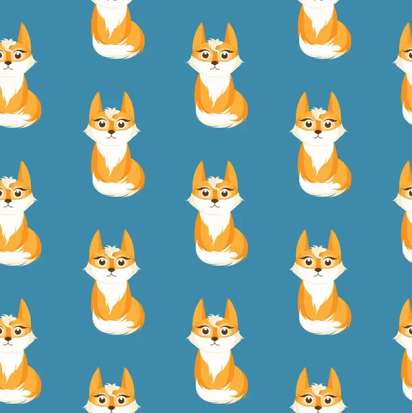 Pürüzsüz desenli, mavi arka planda düz çizgili tilkiler. Çocuk kumaşları, okul malzemeleri, çocuk dekoru ve orman temalı çocuk ürünleri için ideal..