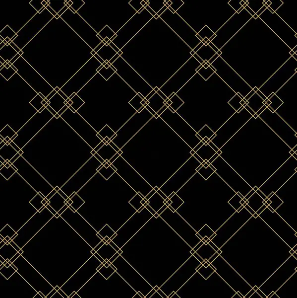 Siyah zemin üzerinde altın çizgiler, kareler ve şekiller olan kusursuz soyut geometrik desen. Kumaş, duvar kağıtları, not defterleri, hediye paketi, ambalaj, kilim ve markalaşma için ideal..