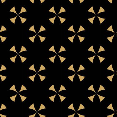 Siyah zemin üzerinde altın çizgiler, daireler ve şekiller olan kusursuz soyut geometrik desen. Kumaş, duvar kağıtları, not defterleri, hediye paketi, ambalaj, kilim ve markalaşma için ideal..