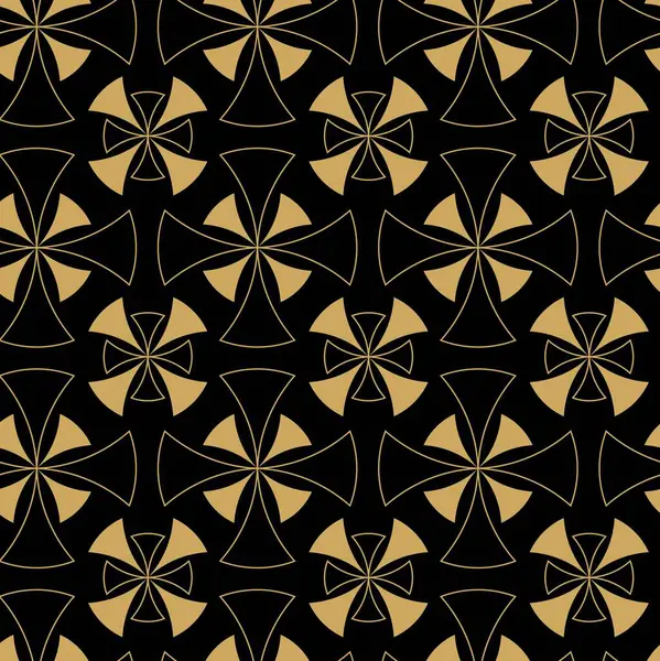 Siyah zemin üzerinde altın çizgiler, daireler ve şekiller olan kusursuz soyut geometrik desen. Kumaş, duvar kağıtları, not defterleri, hediye paketi, ambalaj, kilim ve markalaşma için ideal..