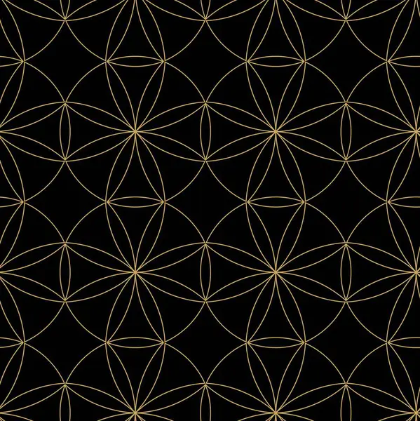 Siyah zemin üzerinde altın çizgiler, daireler ve şekiller olan kusursuz soyut geometrik desen. Kumaş, duvar kağıtları, not defterleri, hediye paketi, ambalaj, kilim ve markalaşma için ideal..