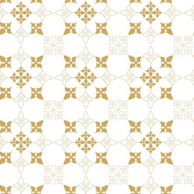 Haçlı, çizgili, çizgili soyut geometrik desen. Kusursuz vektör arkaplanı. Beyaz ve altın süs. Modern retiküle grafik tasarımı.