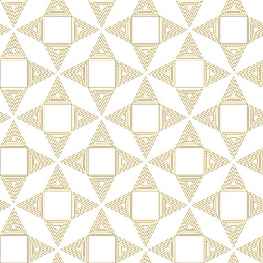 Soyut geometrik desen, beyaz arka planda üçgen, çizgiler ve çizgiler. Kusursuz bir vektör arka planı. Grafiksel modern model. Beyaz ve altın desenli.