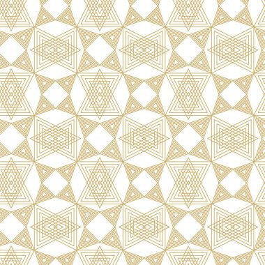 Soyut geometrik desen, beyaz arka planda üçgen, çizgiler ve çizgiler. Kusursuz bir vektör arka planı. Grafiksel modern model. Beyaz ve altın desenli.