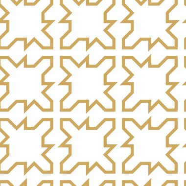 Çapraz çizgiler, üçgenler, kareler soyut arkaplan ile geometrik vektörsüz şablon. Basit minimalist altın ve beyaz tasarım. Tek renk, altın ve beyaz.