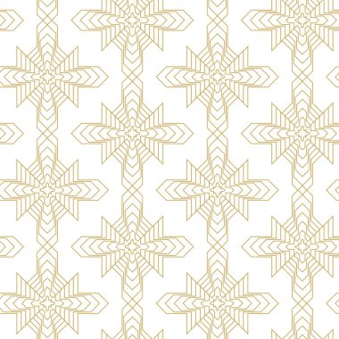 Çapraz çizgiler, üçgenler, kareler soyut arkaplan ile geometrik vektörsüz şablon. Basit minimalist altın ve beyaz tasarım. Tek renk, altın ve beyaz.