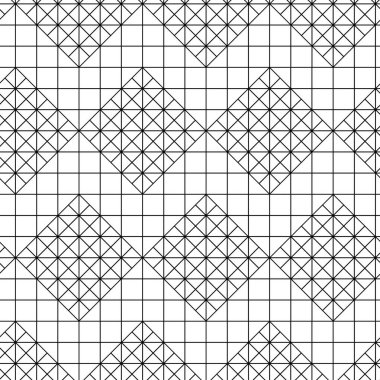 Çapraz çizgiler, üçgenler, kareler soyut arkaplan ile geometrik vektörsüz şablon. Basit minimalist siyah beyaz tasarım. Tek renk, siyah ve beyaz..