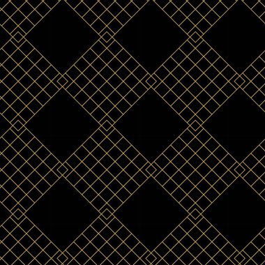 Çapraz çizgiler, üçgenler, kareler soyut arkaplan ile geometrik vektörsüz şablon. Basit minimalist siyah ve altın tasarımı. Tek renk, siyah ve altın..