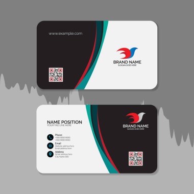 Düz tasarım vektörü soyut yaratıcı, çift taraflı kartvizit tasarım şablonu.