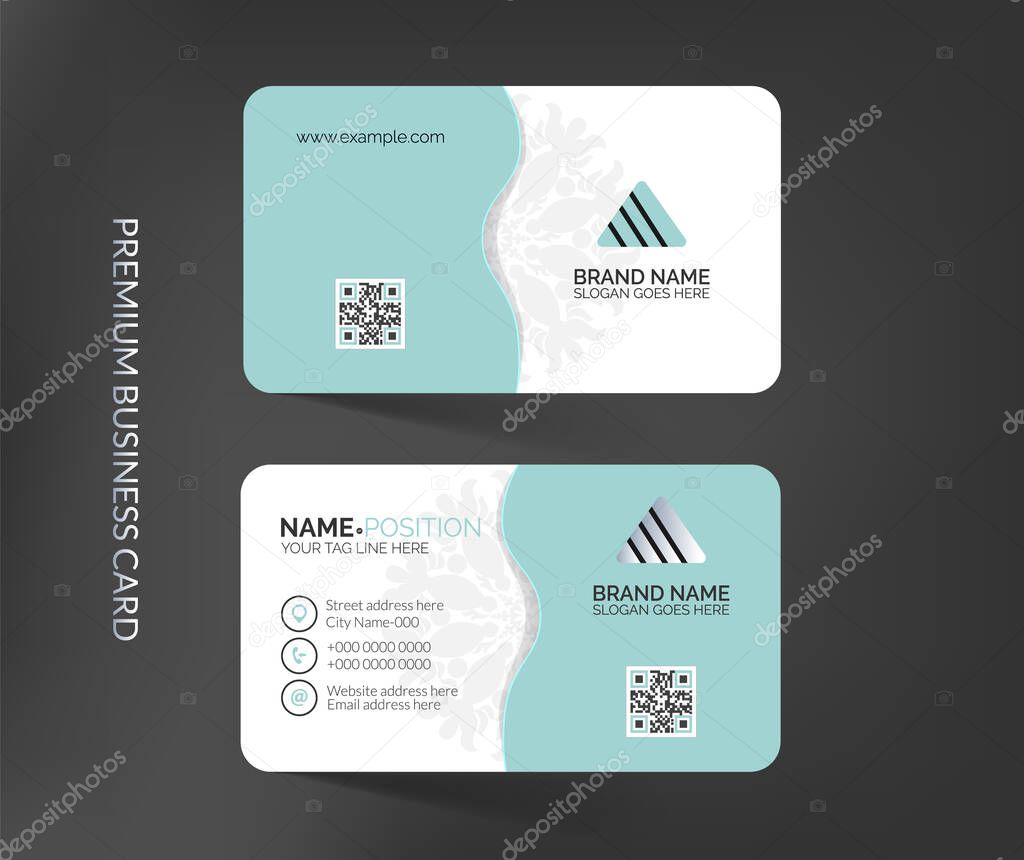 Clean and professional business card template design with mockup