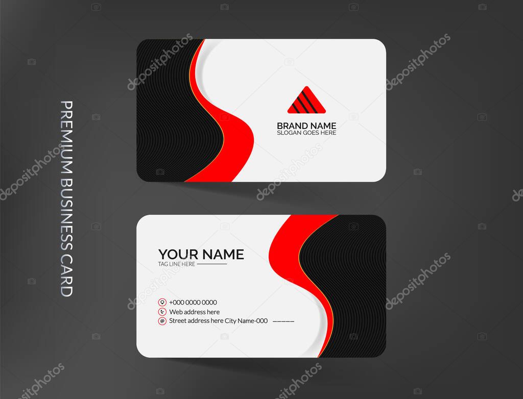 Premium red and white business card template design