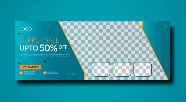 Akşam yemeği indirimi facebook kapağı ve web afiş şablonu tasarımı