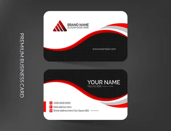Modern soyut kırmızı ve beyaz kartvizit şablonu tasarımı