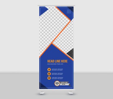 Modern rulo pankart, yaratıcı geometrik rulo afiş şablon tasarımı, konferanslar, sunumlar, x afişi, seminerler için tasarım, promosyonlar, modern iş konsepti tasarım vektör çizimi