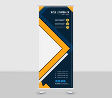 Modern rulo pankart, yaratıcı geometrik rulo afiş şablon tasarımı, konferanslar, sunumlar, x afişi, seminerler için tasarım, promosyonlar, modern iş konsepti tasarım vektör çizimi
