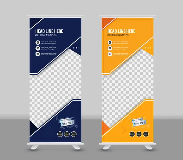 Modern rulo pankart, yaratıcı geometrik rulo afiş şablon tasarımı, konferanslar, sunumlar, x afişi, seminerler için tasarım, promosyonlar, modern iş konsepti tasarım vektör çizimi
