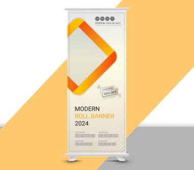 Modern geometrik rulo pankart şablon tasarımı
