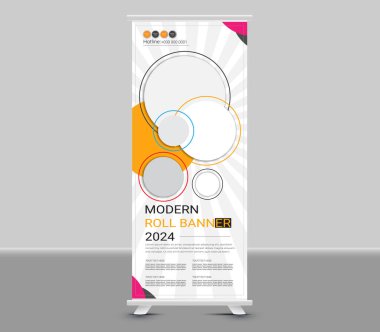 Modern geometrik rulo pankart tasarımı iş için. Sancak dur. Pankartı çek. X pankartı.