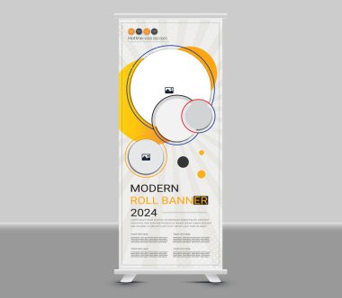 Modern geometrik rulo pankart tasarımı iş için. Sancak dur. Pankartı çek. X pankartı.