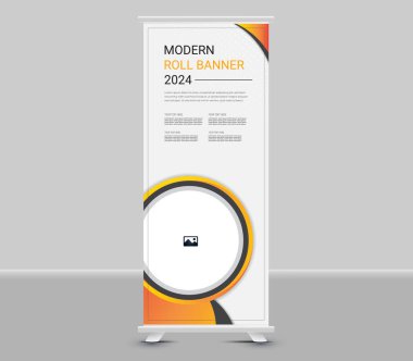 Modern geometrik rulo pankart tasarımı iş için. Sancak dur. Pankartı çek. X pankartı.