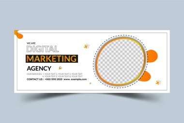 Facebook pazarlama sosyal medya kapağı ve afiş şablonu tasarımı