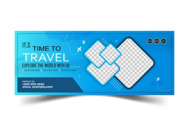 Seyahat sosyal medya afişi kapak şablonu tasarımı