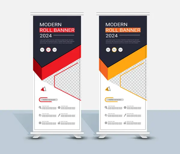 Modern geometrik rulo pankart şablon tasarımı
