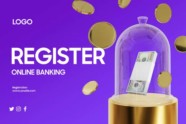 Beyaz bir ekranın arka planına sahip üç boyutlu altın sikke çizimi