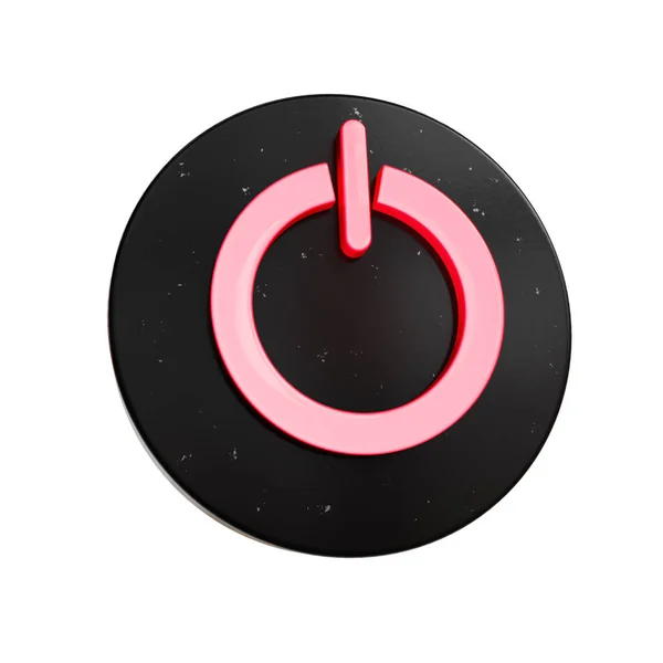 Power Button Met Rode Zwarte Achtergrond — Stockfoto