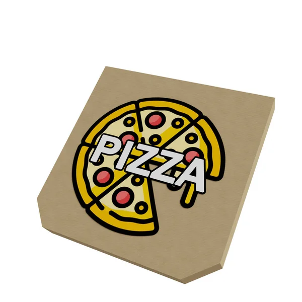 Pizza Červenou Stuhou Bílém Pozadí — Stock fotografie