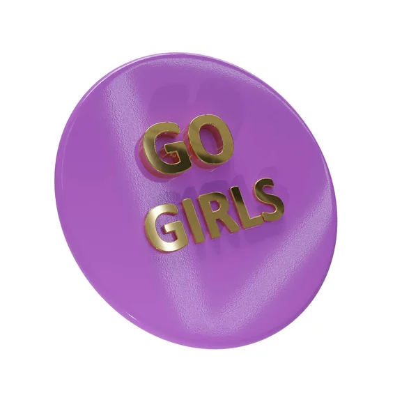 白い背景の紫のボタンの3Dイラスト — ストック写真