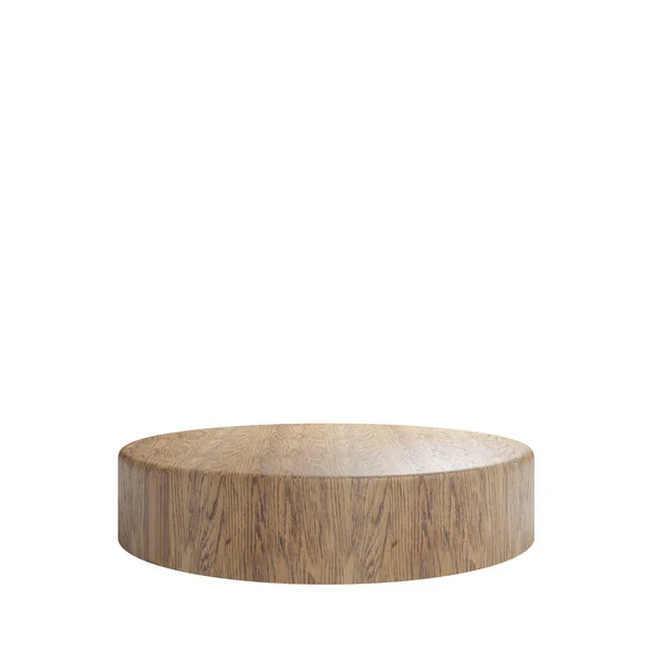 白色底座上的木制桌子 — 图库照片