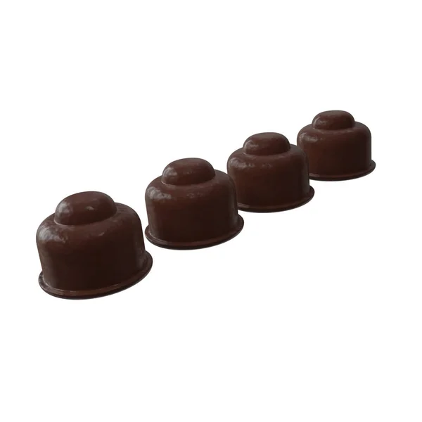 Delicioso Bolo Chocolate Saboroso Isolado Fundo Branco — Fotografia de Stock