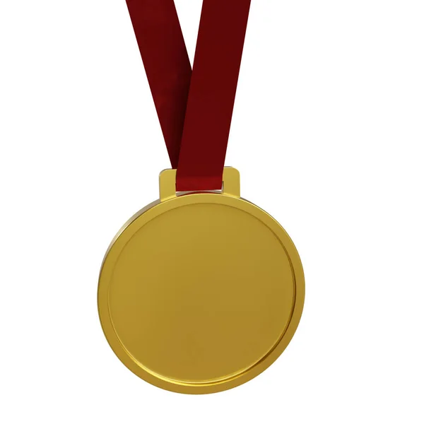 Gold Medal Ribbon Isolated White Background — Stock Photo, Image