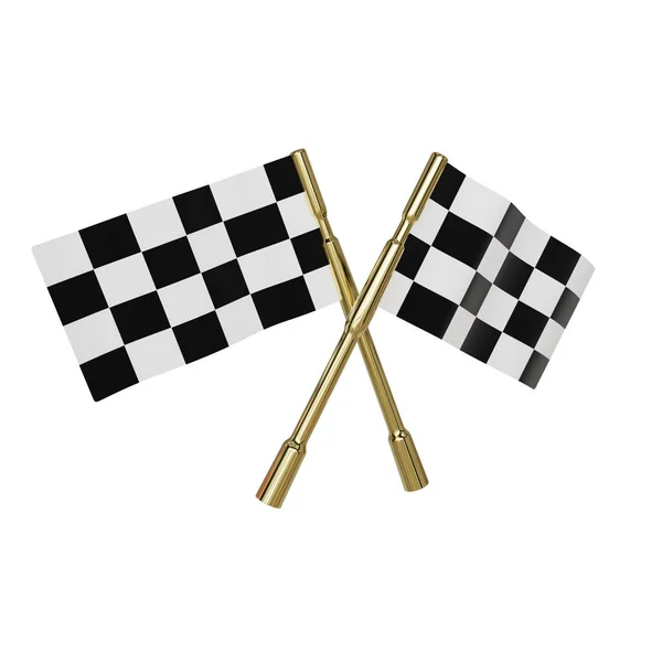 Rutig Flagga Och Racing Flaggor Vit Bakgrund — Stockfoto