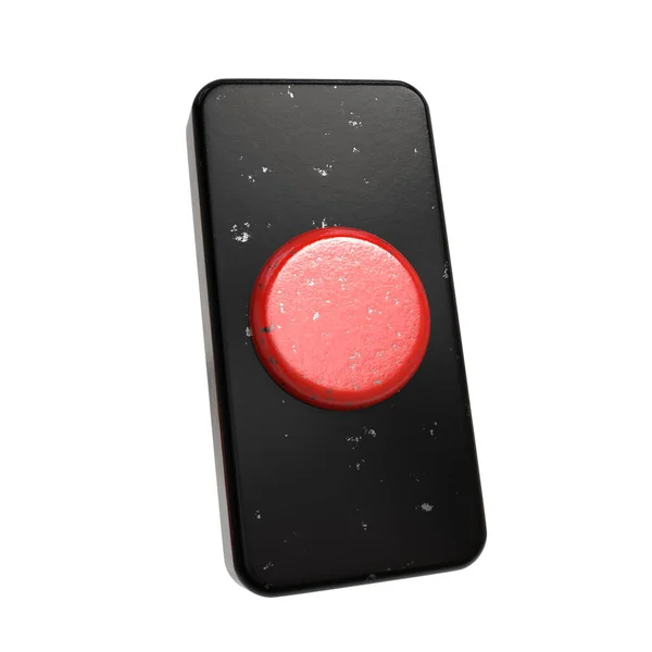 Merah Smartphone Dengan Layar Hitam Terisolasi Latar Belakang Putih — Stok Foto