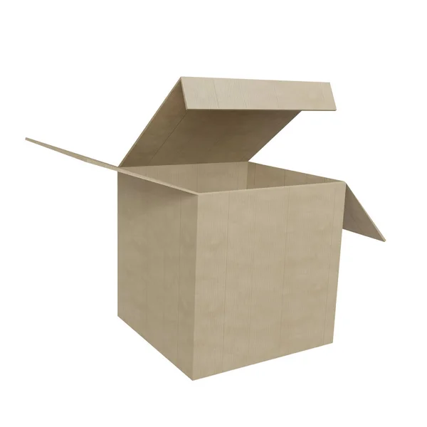 Open Cardboard Box Isolated White Background — Stock Photo, Image