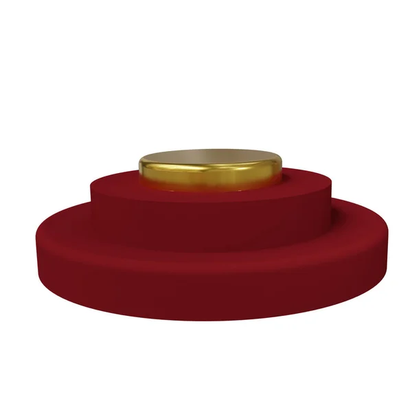 白い背景に赤いリボンが付いた表彰台 3Dイラスト — ストック写真