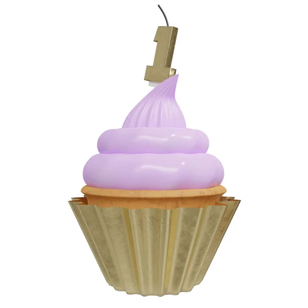 白い背景のカップケーキの3Dイラスト — ストック写真