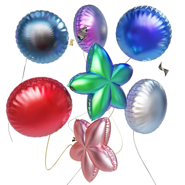 Fargerike Ballonger Plassert Isolert Hvit Bakgrunn – stockfoto