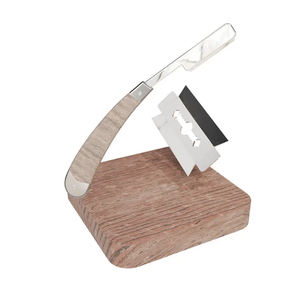 Dřevěný Kuchyňský Nůž Izolované Bílém Pozadí — Stock fotografie