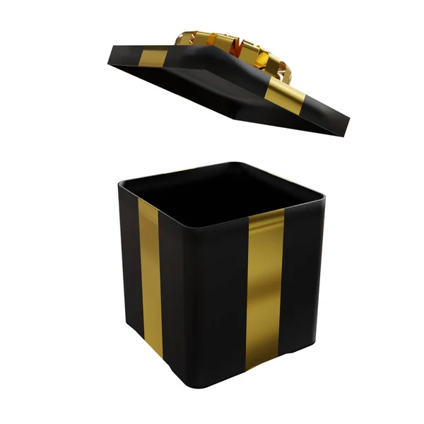 Schwarz Weiße Geschenkbox Mit Deckel Isoliert Auf Einem Hintergrund — Stockfoto