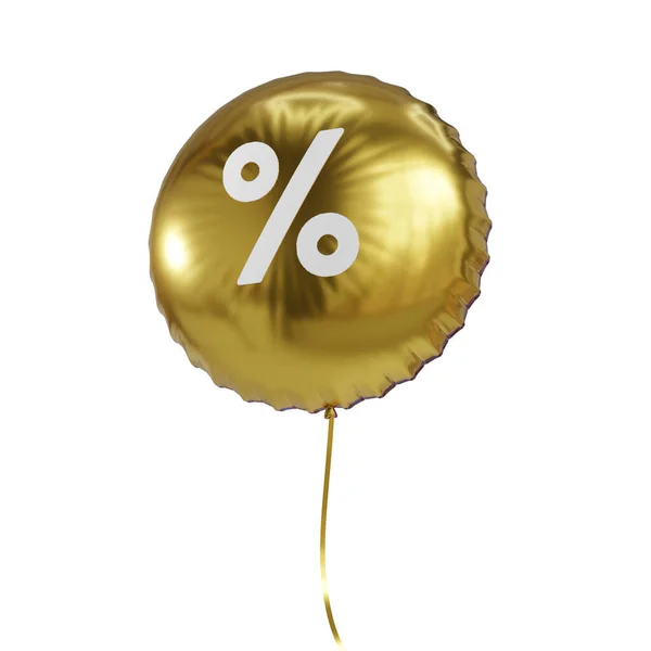 金光闪闪的气球 白色背景上有百分之一的符号 3D说明 — 图库照片