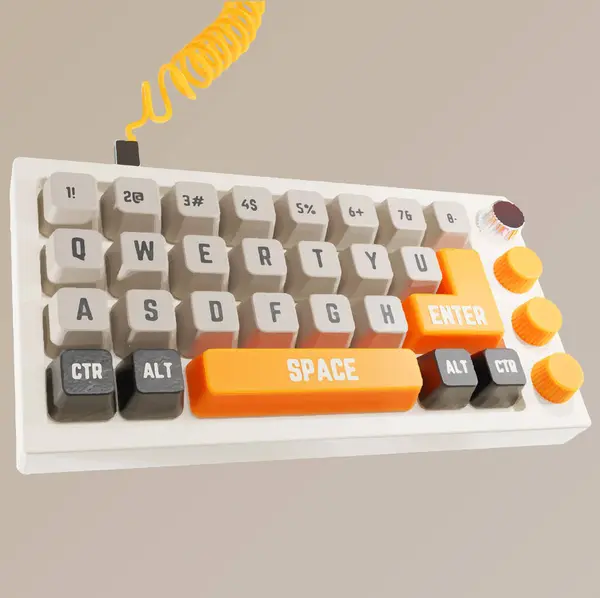 Beyaz klavyeli bilgisayar klavyesi. 3d oluşturma.