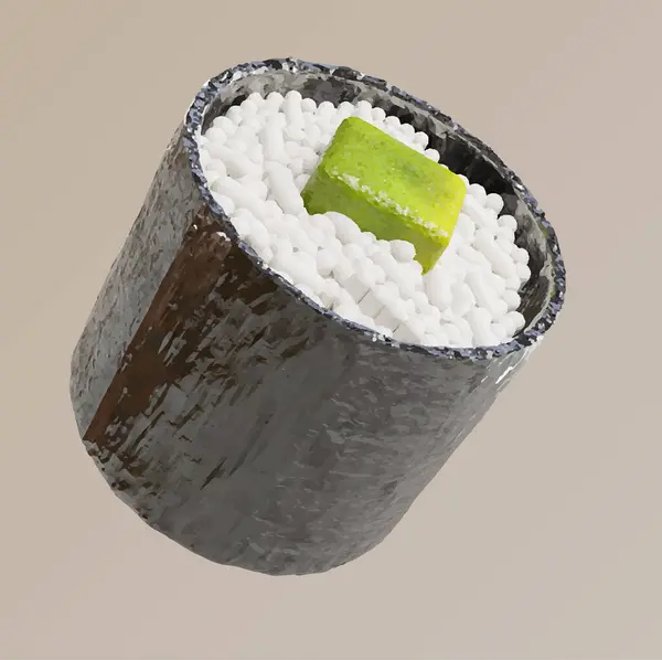 Suşi rulosunun 3 boyutlu görüntüsü