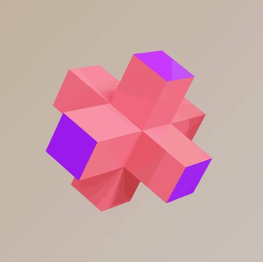 3 boyutlu görüntüleme. renkli geometrik küp şekli.