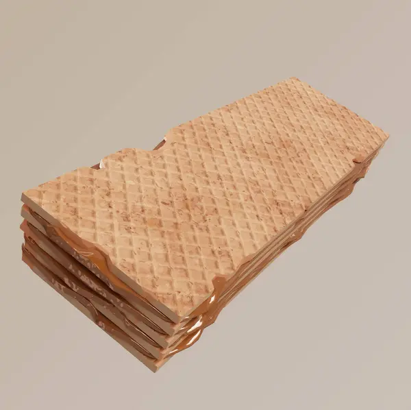 Gri arkaplanda izole edilmiş bir waffle yığını