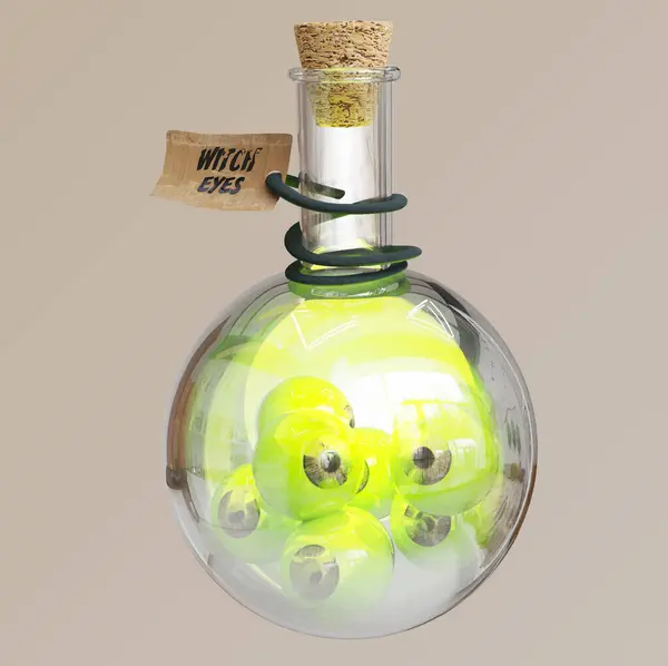 Yeşil zehir dolu cam şişe.