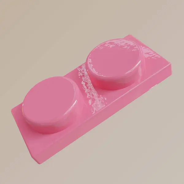 Gri arkaplanda pembe ve beyaz podyumun 3 boyutlu resmi