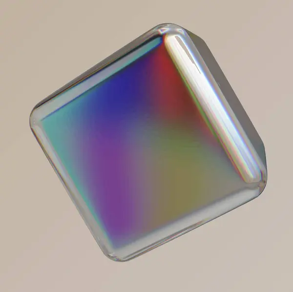 Eğimli cam küp, 3 boyutlu illüstrasyon. bilgisayar oluşturulmuş resim.